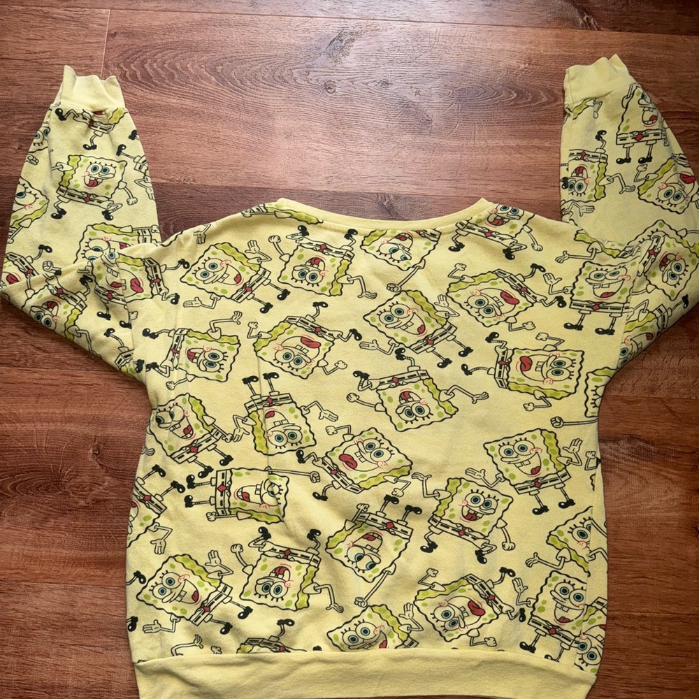 SpongeBob SquarePants Graphic Yellow Crewneck Sweater - Picture 3 of 4